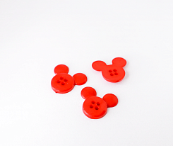 Пуговица детская Микки пластиковая на прокол красный 19 мм