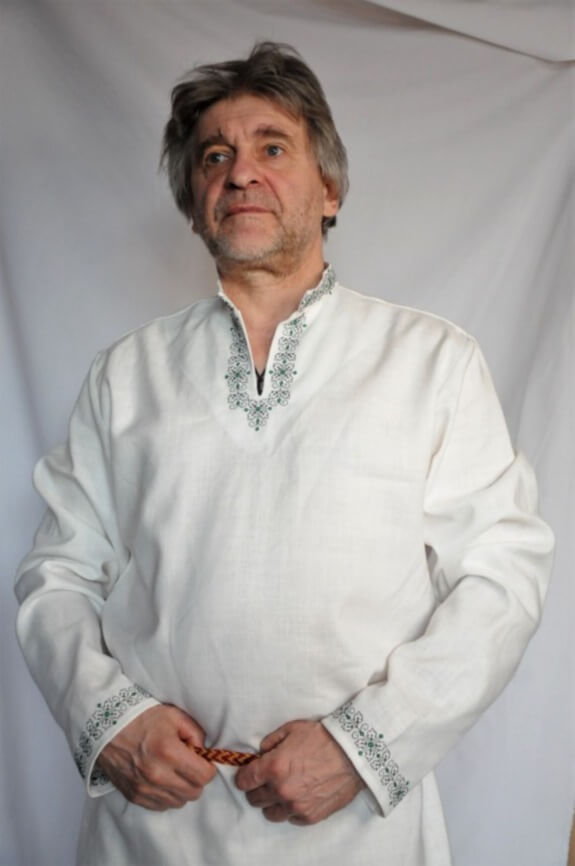 Рубашка мужская с вышивкой «Славянский стиль» белая