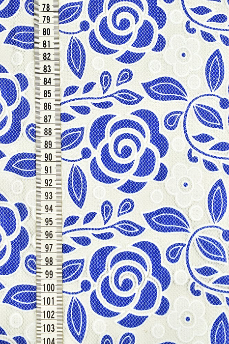 Ткань кружевное полотно плательные ткани синий, цветы, ALFA C (арт. 261560-11)