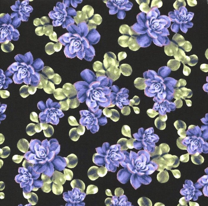 Ткань хлопок пэчворк зеленый фиолетовый черный, цветы, Timeless Treasures (арт. 116019)
