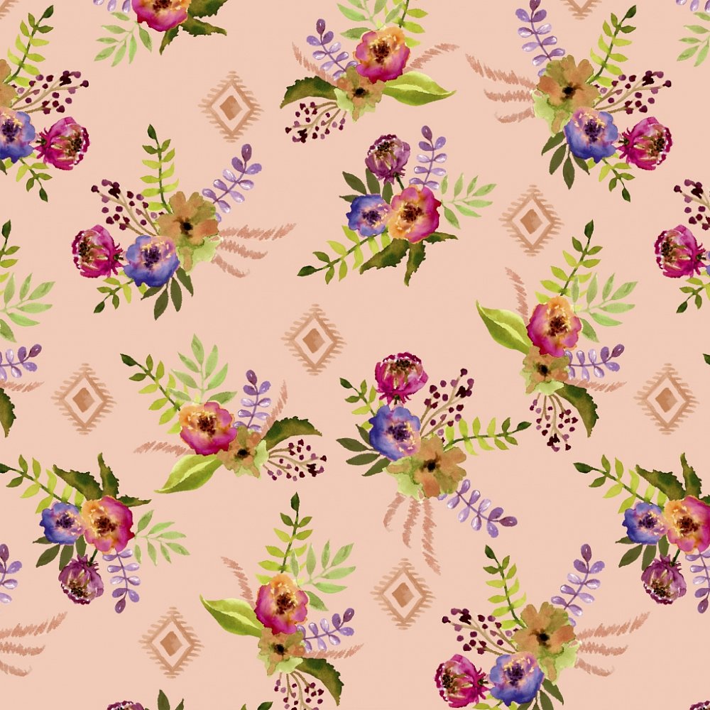 Ткань хлопок для пэчворка для одежды розовый, цветы, Windham Fabrics (арт. DC7059-BLOM-D)