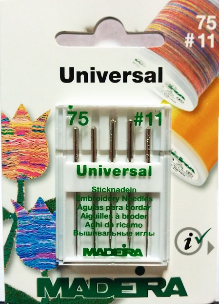 Иглы вышивальные Madeira Universal Titanium №75, 5 шт.