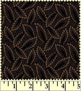Ткань хлопок пэчворк черный травяной, цветы, Maywood Studio (арт. 124514)