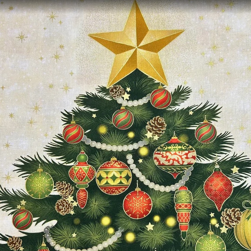 Ткань хлопок для пэчворка зеленый, новый год, Aurora (арт. AU-NY-28P)