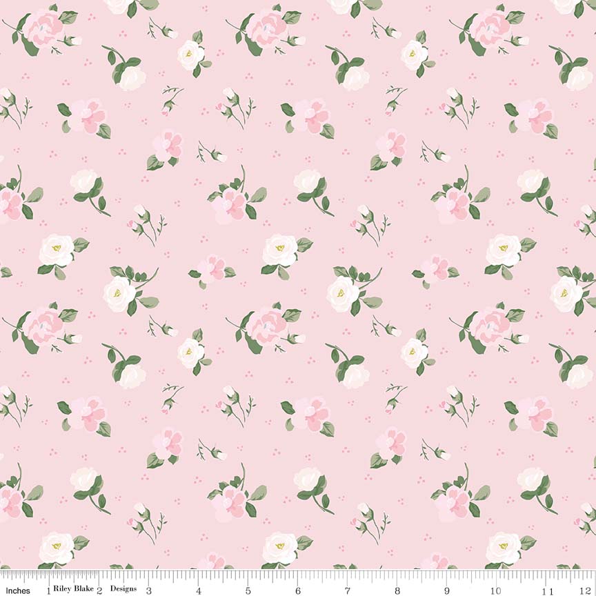 Ткань хлопок для пэчворка розовый, цветы, Riley Blake (арт. C7923-PINK)
