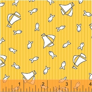 Ткань хлопок пэчворк желтый, морская тематика, Windham Fabrics (арт. 42865-6)