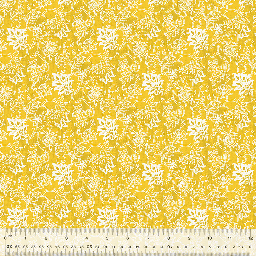 Ткань хлопок для пэчворка для одежды желтый, цветы, Windham Fabrics (арт. 53441-4)