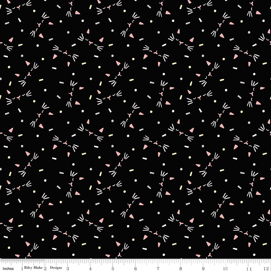 Ткань хлопок для пэчворка черный, коты и кошки, Riley Blake (арт. C7843-BLACK)