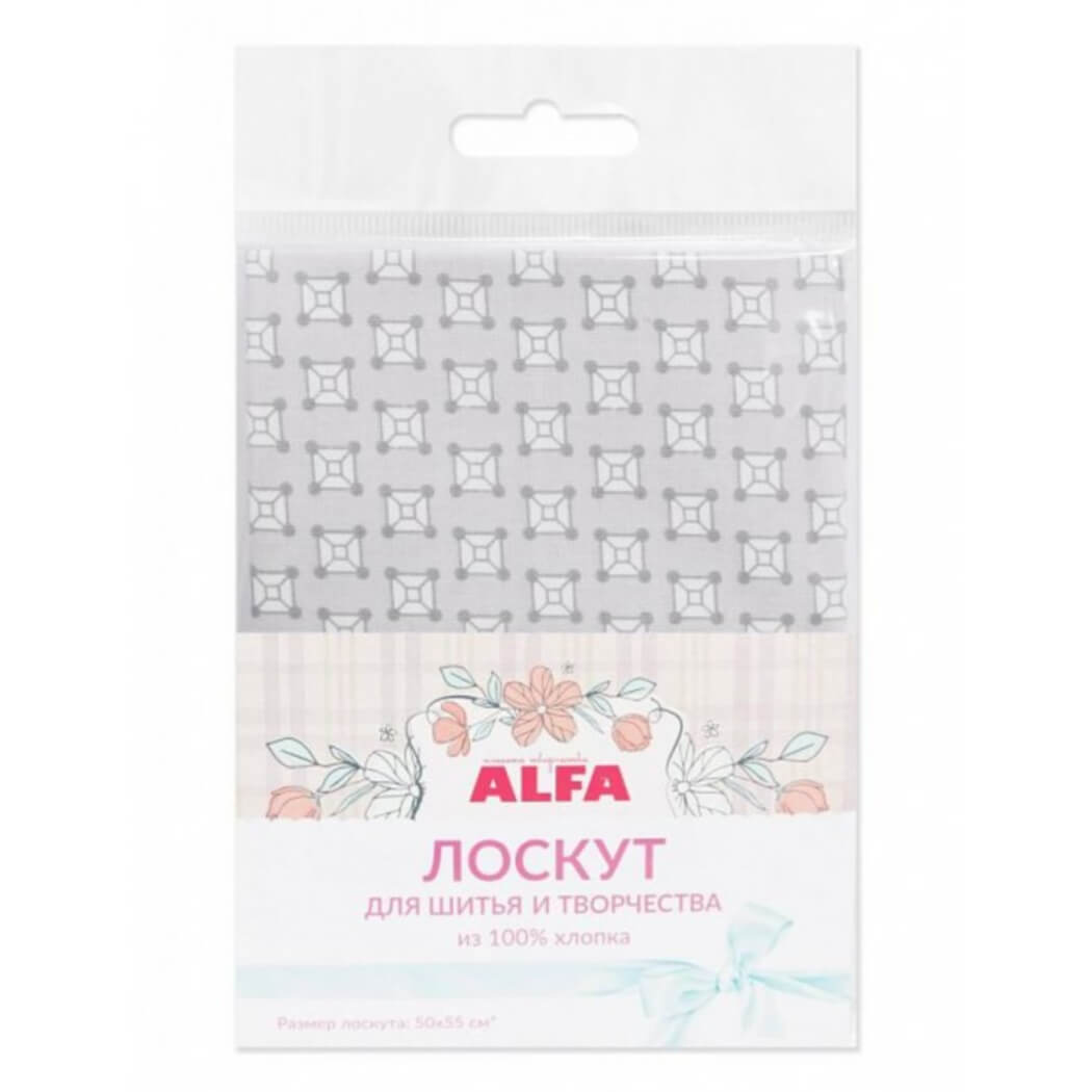 Ткань хлопок для пэчворка серый, геометрия, ALFA (арт. AL-81169-265-L)