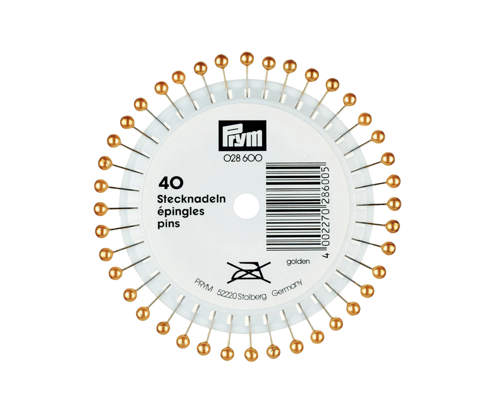 Булавки портновские Prym 28600 на круге 0,65 х 38 мм золото
