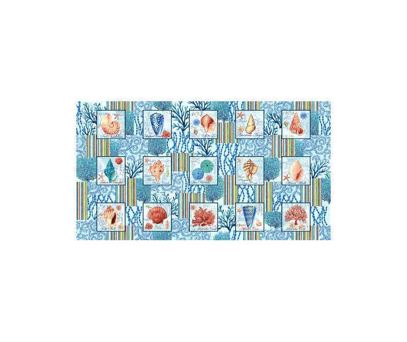 Ткань хлопок пэчворк разноцветные, морская тематика, Studio E (арт. 5792-17)