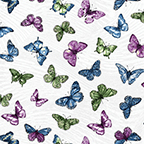 Ткань хлопок пэчворк белый разноцветные, птицы и бабочки, Benartex (арт. 133414)
