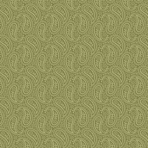 Ткань хлопок пэчворк зеленый, пейсли, Benartex (арт. )