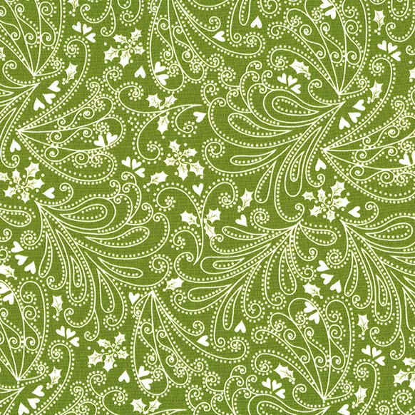 Ткань хлопок пэчворк зеленый, фактура завитки, Michael Miller (арт. 252052)
