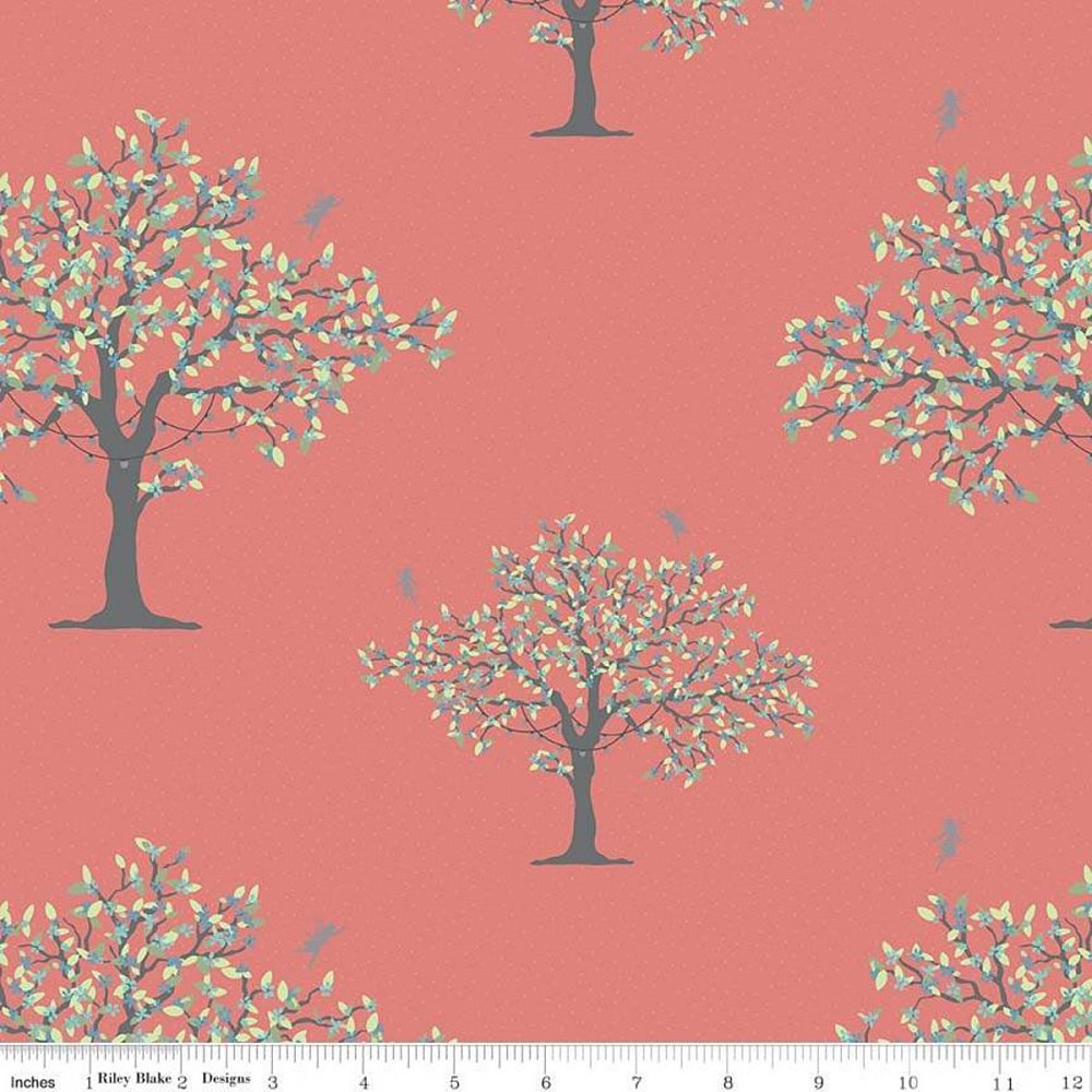 Ткань хлопок  коралловый, флора, Riley Blake (арт. SC8370-CORAL)