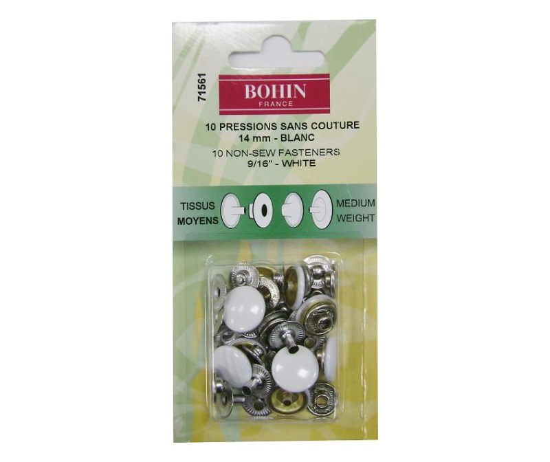 Кнопки для костюмных тканей Bohin арт. 71561 металл 14 мм белый