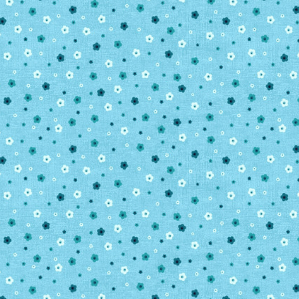 Ткань хлопок пэчворк голубой, мелкий цветочек цветы, Stof (арт. 4512-916)