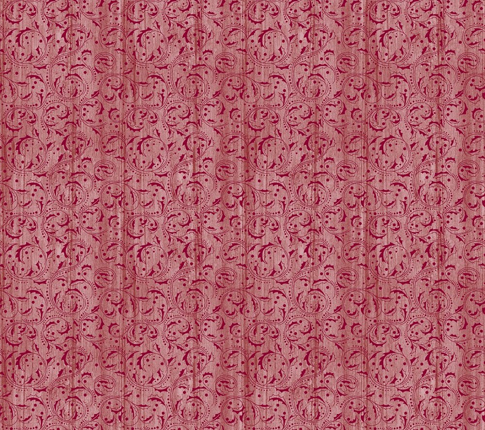 Ткань хлопок для пэчворка красный, завитки новый год флора, Benartex (арт. 4212-15)