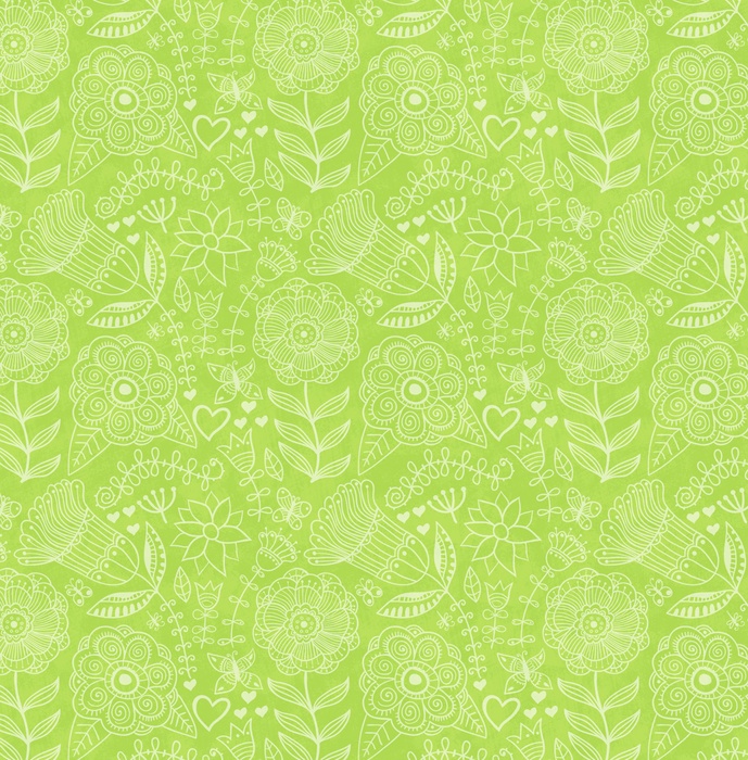 Ткань хлопок пэчворк зеленый травяной, цветы, Studio E (арт. 212664)
