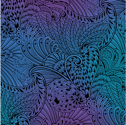 Ткань хлопок ткани на изнанку синий, завитки флора, Benartex (арт. 10230W-99)
