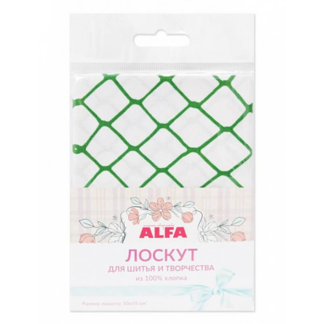 Ткань хлопок для пэчворка белый, клетка, ALFA (арт. AL-81169-156-L)