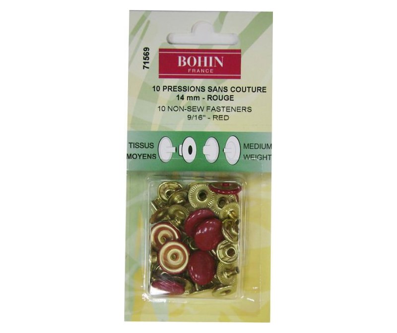 Кнопки для костюмных тканей Bohin арт. 71569 металл 14 мм красн.