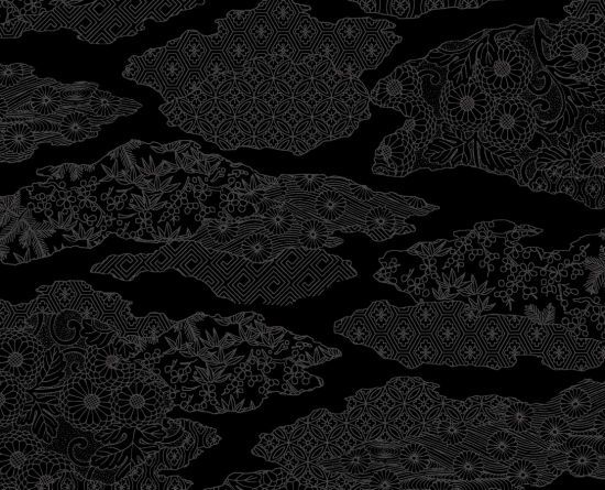 Ткань хлопок для пэчворка черный, восточные мотивы, Elizabeth`s (арт. 405 Black)