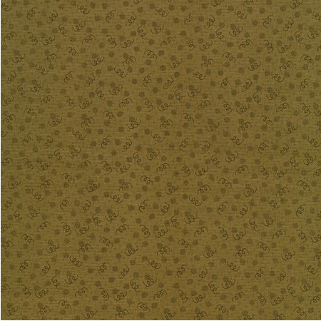 Ткань хлопок пэчворк коричневый, фактура горох и точки завитки, Blank Quilting (арт. 120787)
