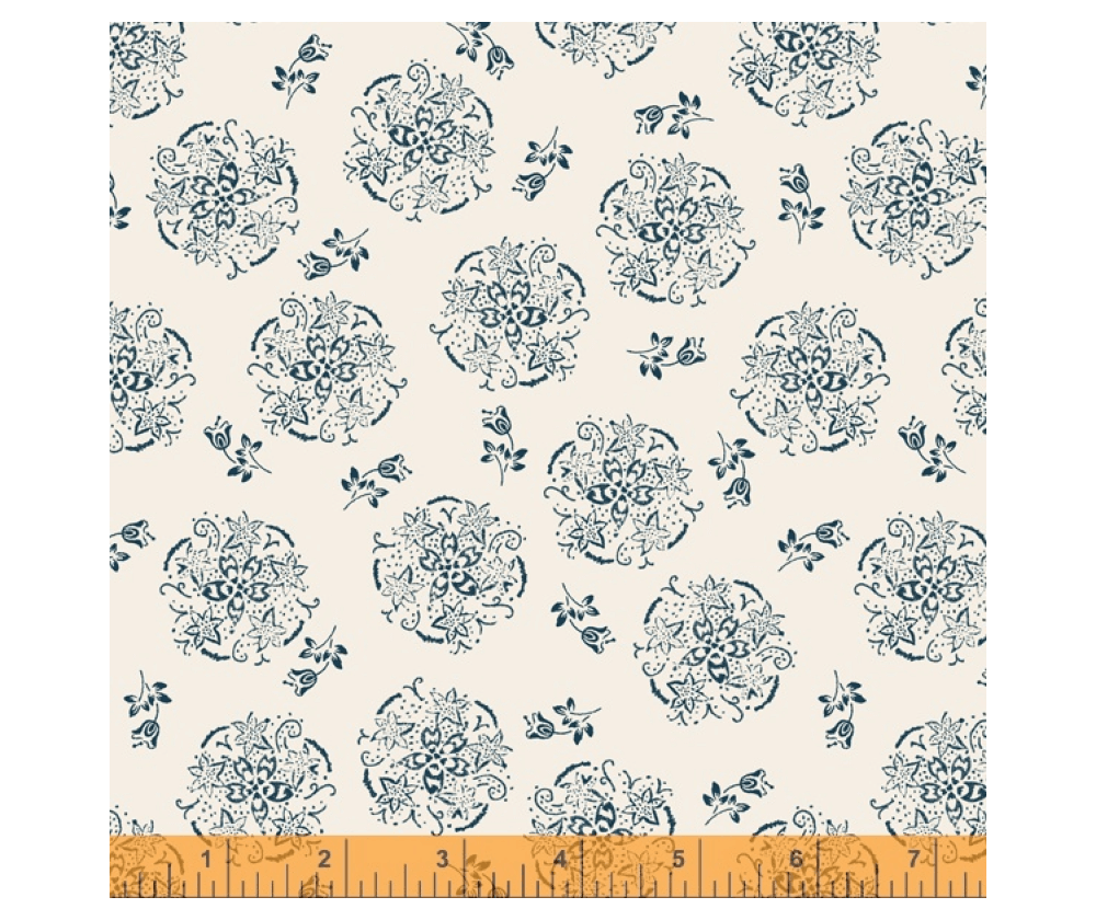 Ткань хлопок для пэчворка для одежды белый, цветы, Windham Fabrics (арт. 52570-5)