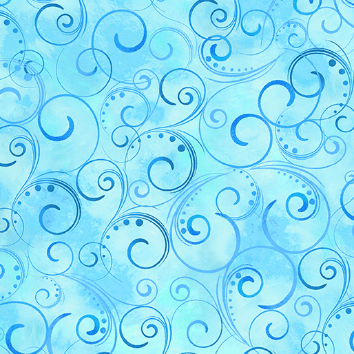 Ткань хлопок пэчворк синий, завитки, Benartex (арт. 9705W-50)