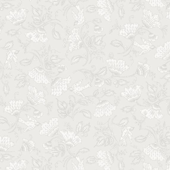 Ткань хлопок ткани на изнанку серый, птицы и бабочки цветы, Blank Quilting (арт. 2745-90)
