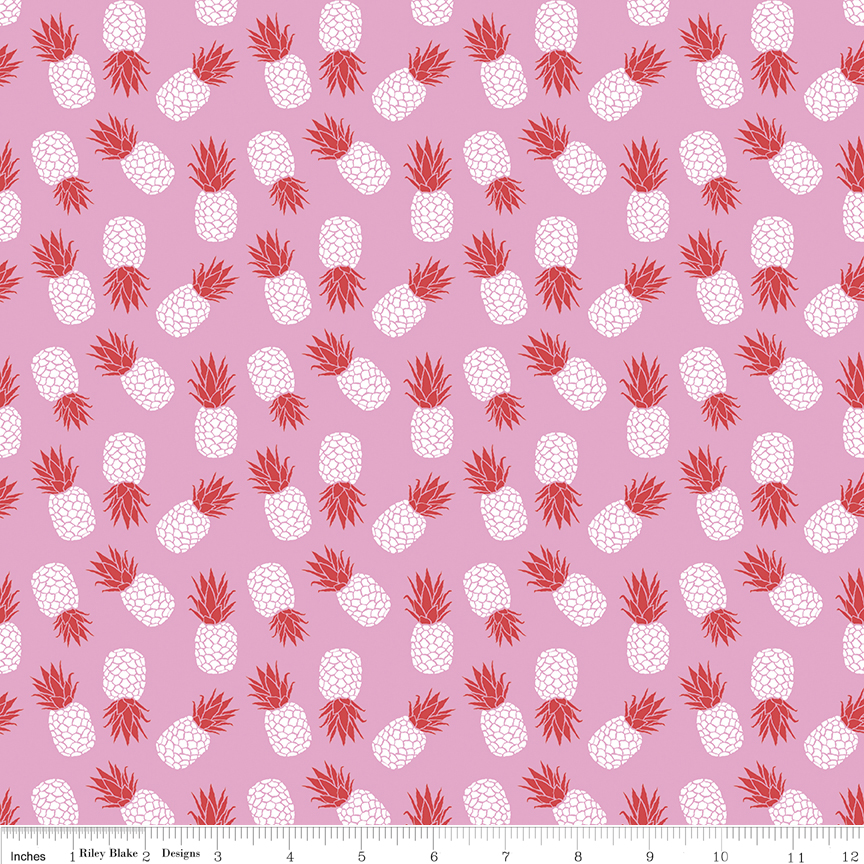 Ткань хлопок для пэчворка розовый, ягоды и фрукты, Riley Blake (арт. C7284-PINK)