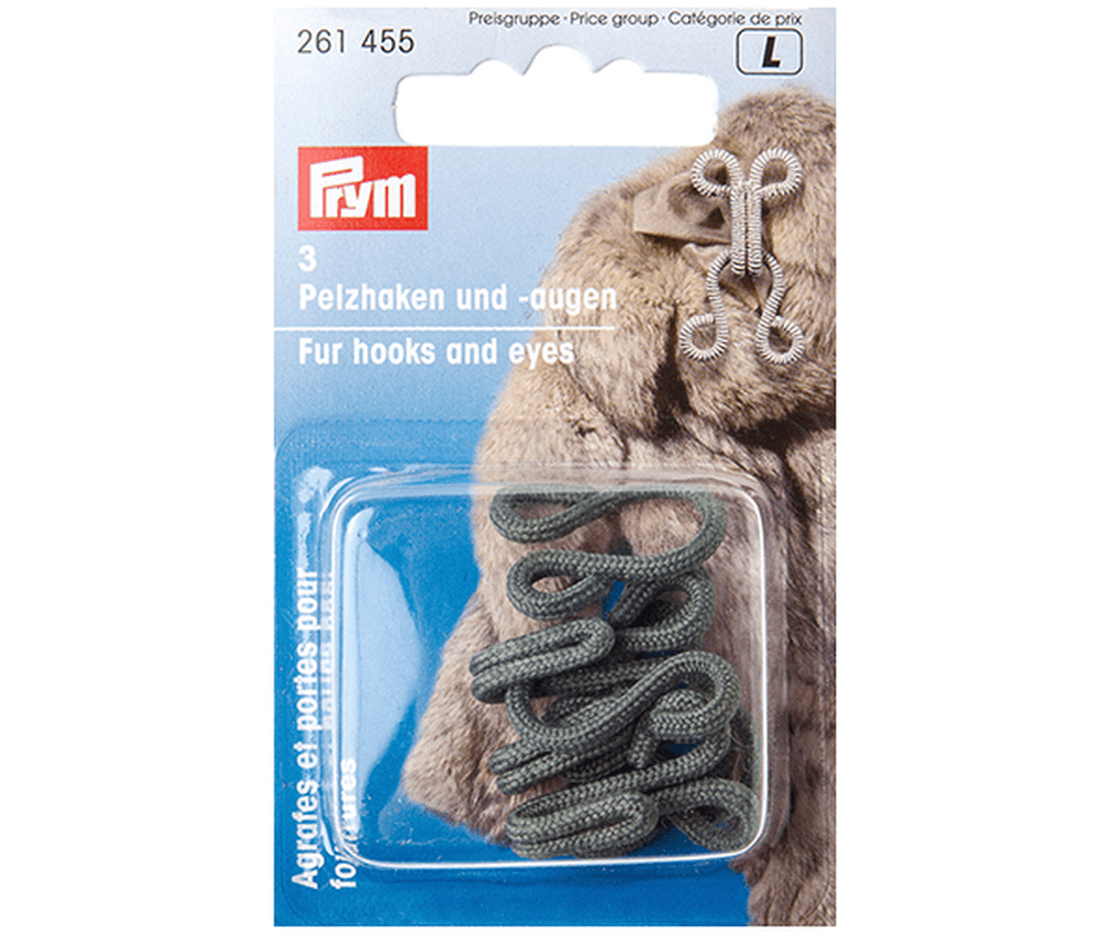 Крючки и петли для меховых изд. Prym 261455 сталь серый 3 шт.