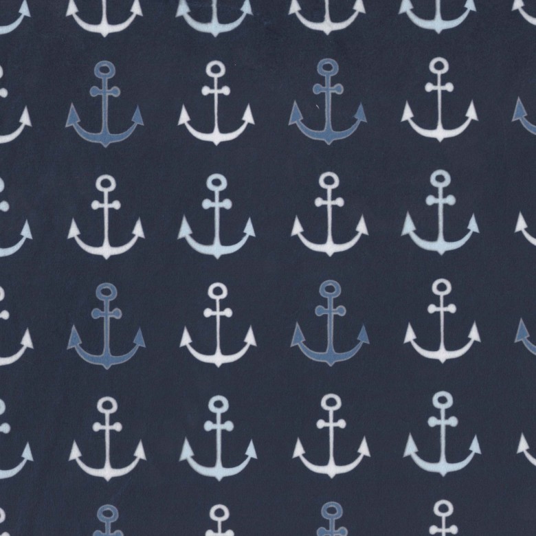Ткань плюш для пэчворка синий, морская тематика, Michael Miller (арт. SMZ7671-NAVY-D)