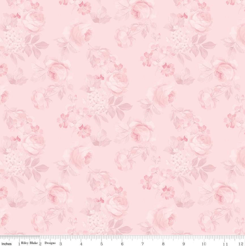 Ткань хлопок для пэчворка розовый, цветы розы, Riley Blake (арт. C10412-BLUSH)