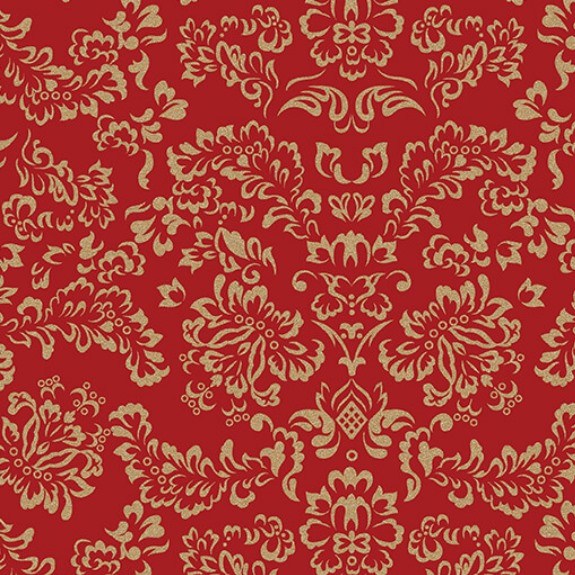 Ткань хлопок для пэчворка красный, цветы дамаск, Benartex (арт. 14744M10B)