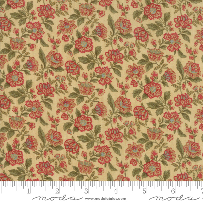 Ткань хлопок для пэчворка красный желтый зеленый, цветы, Moda (арт. 44186 11)