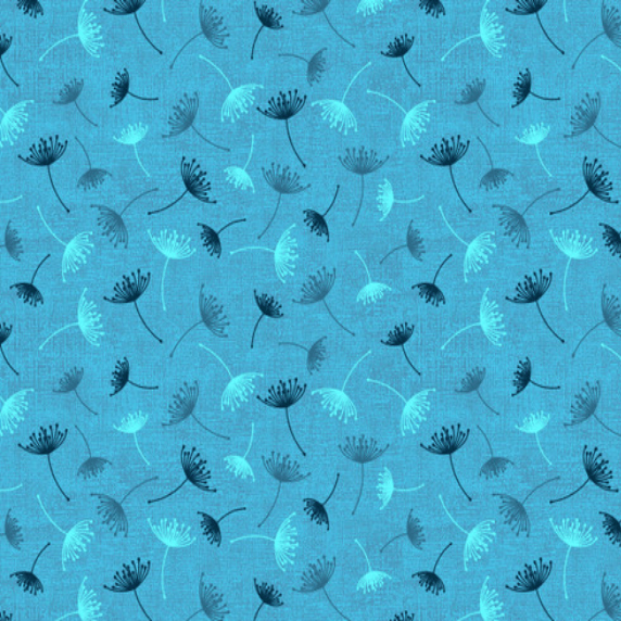 Ткань хлопок пэчворк голубой, цветы, Stof (арт. 4512-917)