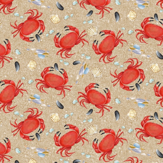 Ткань хлопок для пэчворка для одежды бежевый, морская тематика, Blank Quilting (арт. 9530-01)