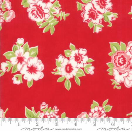 Ткань хлопок пэчворк красный, цветы, Moda (арт. 55188 11)