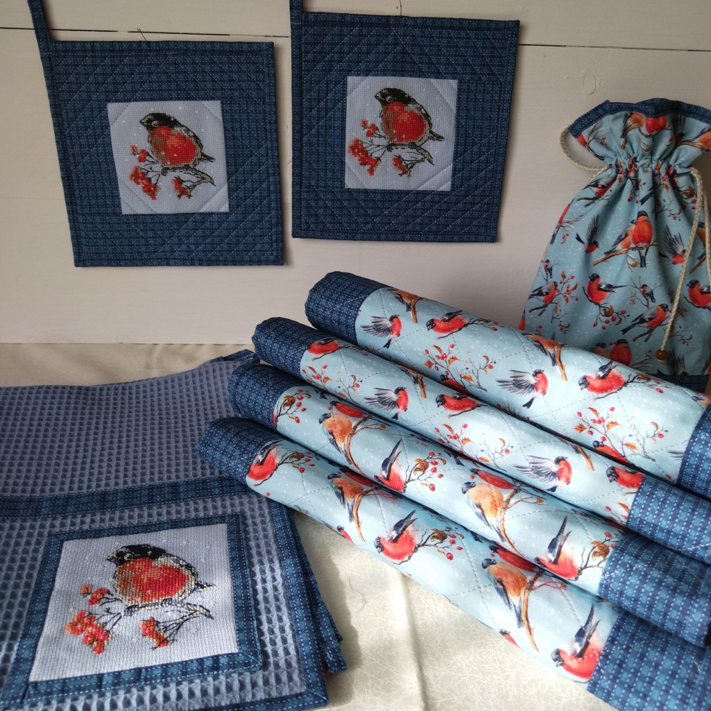 Текстильный комплект для кухни «Снегири»