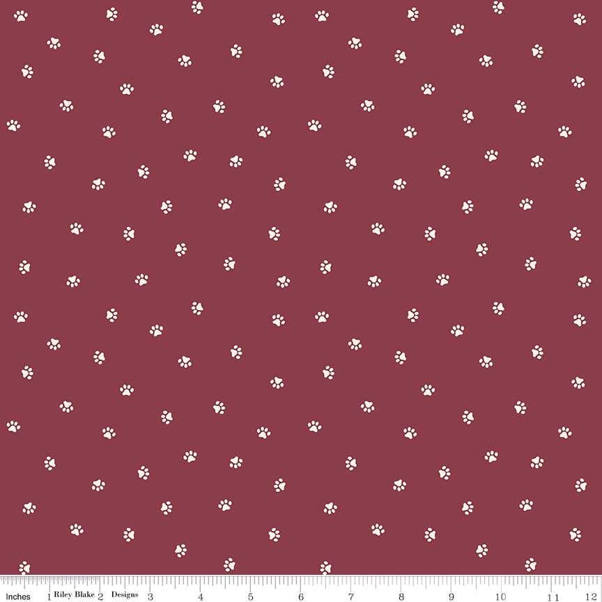 Ткань хлопок для пэчворка бордовый, собаки, Riley Blake (арт. C7554-BURGUNDY)