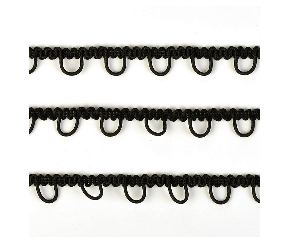 Тесьма отделочная с эластичными петлями 15 мм, черный