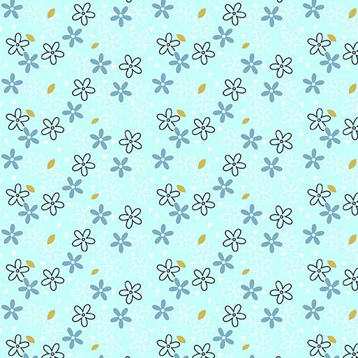 Ткань хлопок пэчворк голубой золото, мелкий цветочек, Michael Miller (арт. )