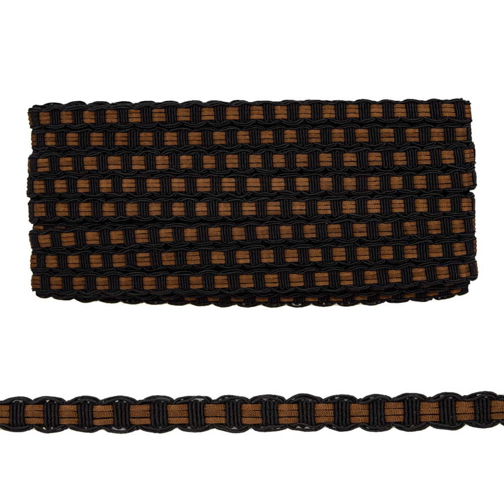 Тесьма декоративная 12 мм черно-коричневый