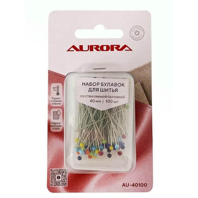 Булавки портновские Aurora AU-40100 40 мм 100 шт.