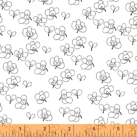Ткань хлопок для пэчворка для одежды белый, флора, Windham Fabrics (арт. 41641-2)