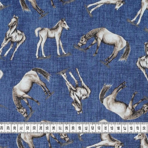 Ткань хлопок для пэчворка синий, животные, ALFA (арт. AL-13119)