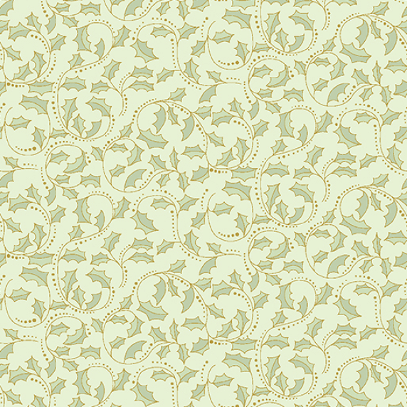 Ткань хлопок пэчворк зеленый, цветы новый год, Benartex (арт. 2657M40B)