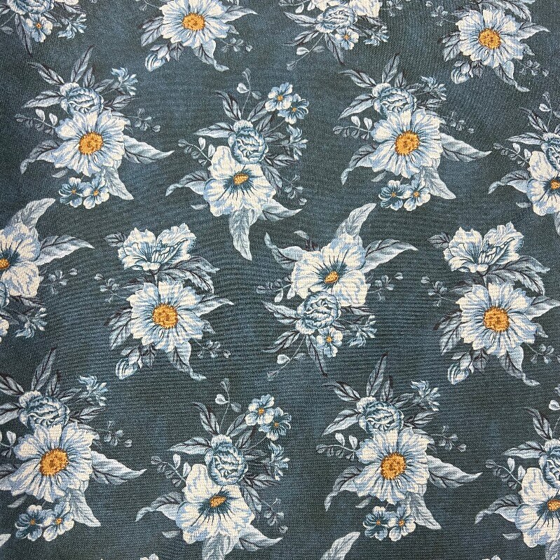 Ткань хлопок для пэчворка для одежды синий, цветы, Windham Fabrics (арт. CX6363-Girl)